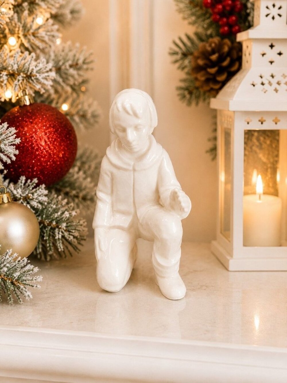 Vintage Goebel White Nativity Kneeling Shepherd Boy W. Germany Replacement 5"